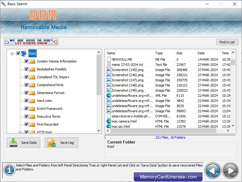 Memory Card Data Unerase Software screenshot