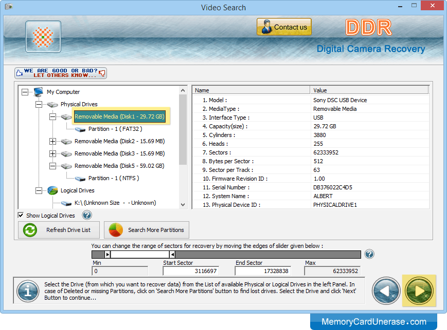 Digital Camera Data Unerase Software