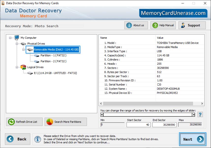 Memory Card Data Unerase Software