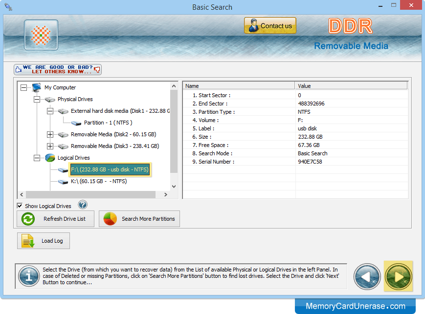 Removable Media Data Unerase Software