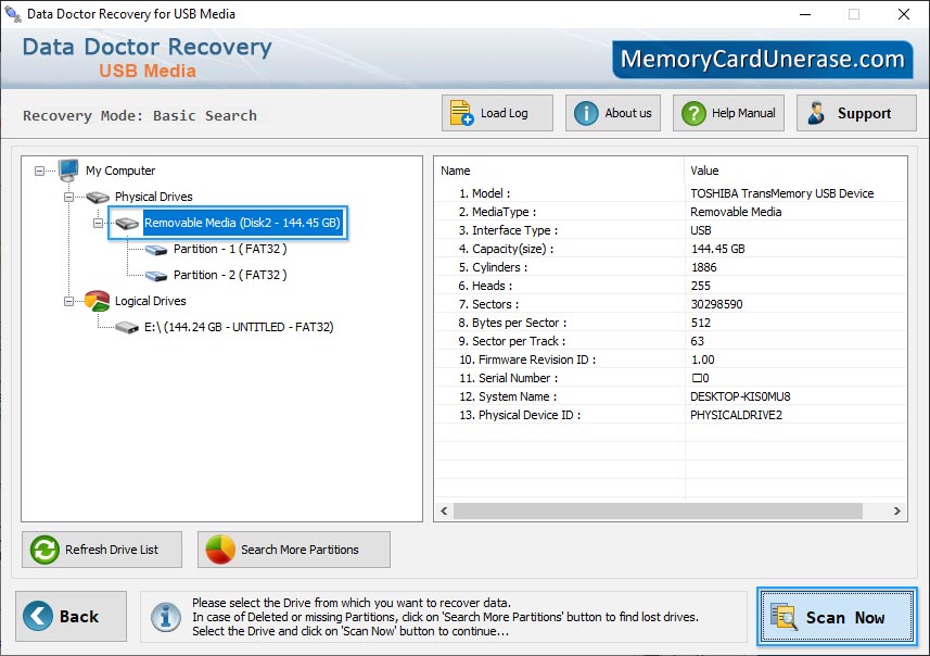 Removable Media Data Unerase Software